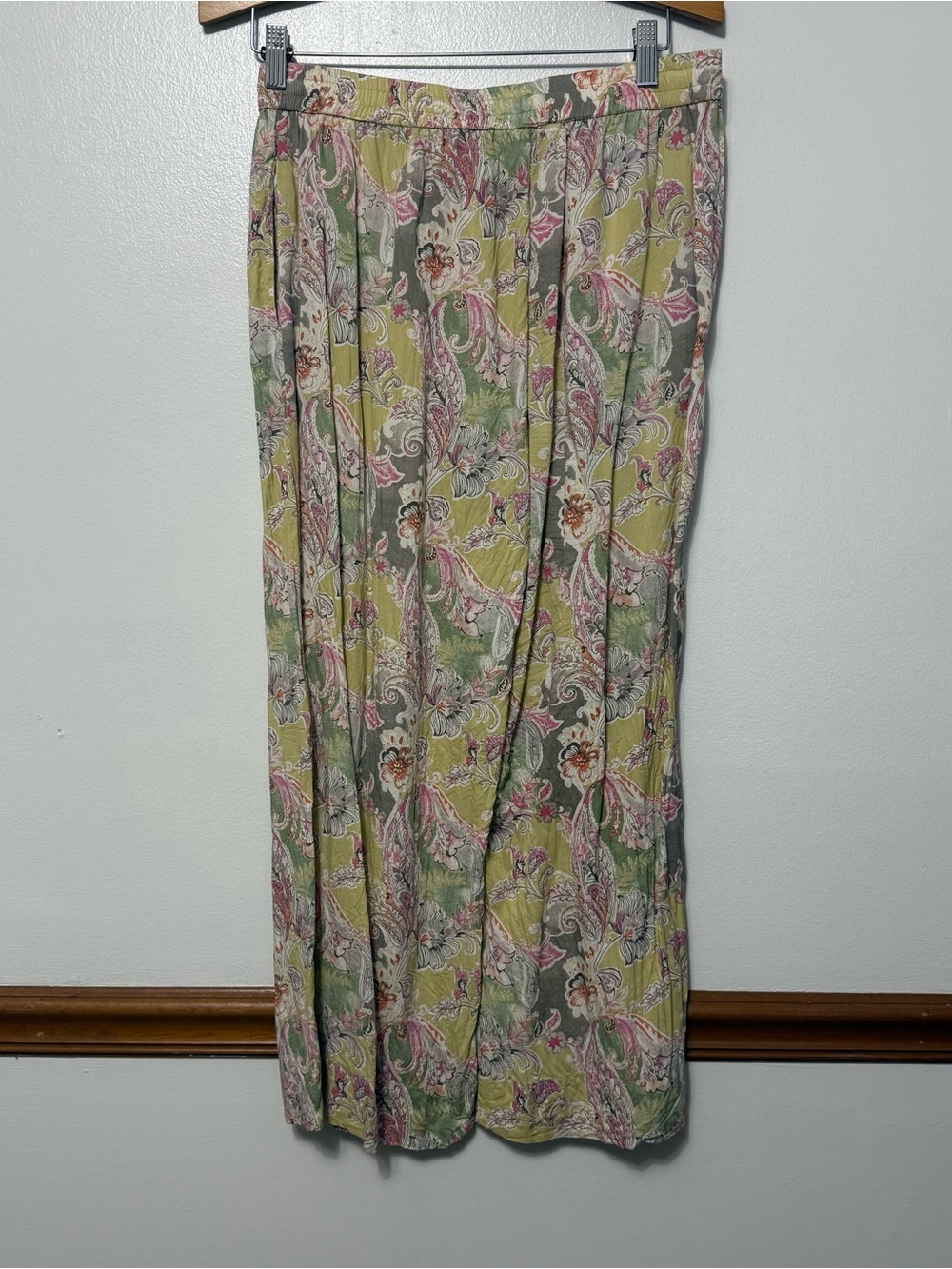 Akkriti by Pantaloons Modal Floral Paisley Wide-Leg Pants Women’s Large Boho